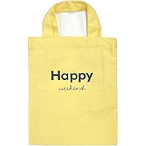 新品　  トートバッグ　ラウンドロゴ　イエロー Amazon.co.jp: トートバッグ 無地 おしゃれ HAPPY ロゴ入 縦長