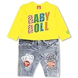 ベビードール 柄ロゴロンパース 子供服 80cm イエロー