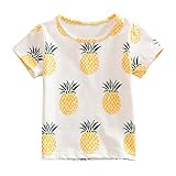 Allouli ベイビーガールパイナップルプリントコットンショートスリーブTシャツトップス