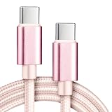 USB C ケーブル type c タイプc ケーブル 絡まない 60W 急速充電 データ転送 ナイロン編み 断線防止 高耐久 (ローズゴールド, 2m)