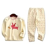 PANCY 子供服 長袖 ルームウェア 上下セット 秋冬 女の子 うさぎ柄(100cm,クリーム)