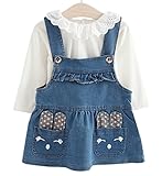ベビー服 子供服 女の子 デニム ワンピース ブラウン 二点セット サロペット キッズ スカート 新生児 ボディースーツ ベビー 長袖 赤ちゃん 入学式 出産祝い 七五三 ドレス ウサギ (80cm)