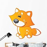 Wallmonkeys wm189204キュートベビーオレンジとイエローCartoon Foxピールとスティック壁デカール 48"W x 45"H - x Large GEN-16424-48