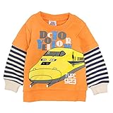 新幹線 スウェット トレーナー ベビー 長袖 男の子 裏毛 鉄道 電車 赤ちゃん 子供服 オレンジ-C 95cm
