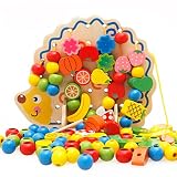 EITC Baby木製パズルビーズブロックWearロープゲームChirdren Hedgehogs Fruit and Vegetableビーズスレッド化Toys