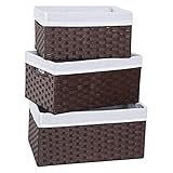 Redmon 3-Piece Basket Storage Set, Espresso/White by Redmon