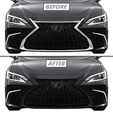 SlickMod クローム削除ブラックアウトビニールオーバーレイ 2019-2023 Lexus ESフロントグリルトリム用(グロスブラック、2.フロントグリルトリム)