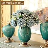 BAGEHUA バラの花シミュレーションパッケージセラミック壺花の装飾の部屋、 C
