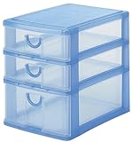 サンコープラスチック 小物収納3段 エルピス 幅25.2×奥35×高32.4cm ブルー