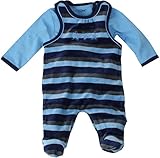 (フィクソーニ)FIXONI 北欧ブランド ベロアボーダーロンパースと長袖ボディスーツのセット ブルー 50cm