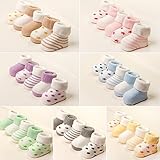 SHINA 5足セット ベビーソックス 秋冬用 あったか ふわふわ お祝い 出産 祝い (Ｌ, グレー)