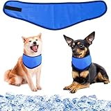 犬用クールバンダナ 犬クールネック 犬用冷感リング ペット用冷却首輪 犬用クールスカーフ 冷却タオル ペット用冷感首輪 冷却スカーフ 涼感ボーダー 暑さ対策グッズ 冷やす 軽量 調節可能 簡単装着 熱中症対策 ネッククーラー お散歩 夏用品 犬猫兼用（1個ブルー） (Mサイズ)
