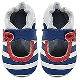 KiMi + Kai Infant/Toddler Striped Mary Jane Navy/Ivory Stripe Leather Shoes
