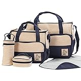 Zhaozheママ用品 マザーズバッグ かばん 手提げ　斜めがけ　レディースバッグ　収納ケース　ベビ用品入れ　5点セット マタニティ 多機能 防水
