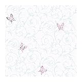 York Wallcoverings CK7614SMP Candice Olson Kids Butterfly Scroll 8 X 10 Wallpaper Memo Sample, White
