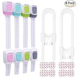 ベビー安全キャビネットロックラッチ、to Bady &子Proofキャビネット、ドレッサー、引き出し、オーブン、冷蔵庫、トイレシート、ドリルなし、強力3 M接着剤、調節可能なストラップ、( 4 a +