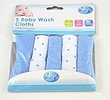 5 Baby wash cloths (blue and white) by Hey Baby!