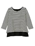Angeliebe エンジェリーベ マタニティ 授乳口 付 リップル ボーダー トップス 妊婦服 産前 産後 重ね着風 フリー ブラック × アイボリー