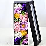 【お供えにぴったり】Made in japan　BIOフレグランスソープフラワー　窓付きスリムボックスM 日本人のための日本で作ったおもてなしのアレンジ 窓付きのフタなのでお手入れ楽々 (M, 長方形