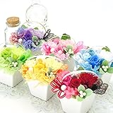 花花 プリザーブドフラワー ギフト 【 ぷち 手のひらサイズ バラ メイン 】 枯れないお花 アレンジメント 贈り物 プレゼント 【 ラッピング メッセージカード 無料 】 ( アクア ブルー )