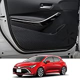 Kakash トヨタ専用ドアキックガード フロントドアキックマット ドアトリムカバー 汚れ キズ防止カバー 運転席側 助手席側 後部席両側用 内装パーツ カスタム 4点セット車種専用設計(カーボン調）適合トヨタ 新型カローラツーリング 210系(2019年10月~現行)/新型カローラスポーツ 210系(2018年6月~現行)