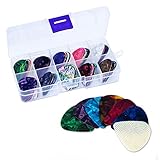 LOYELEY ギターピック 30枚セット 6サイズ それぞれ厚さ ベース アコギ エレキ ギター ピック 初心者 カラフル ティアドロップ 練習用 収納ケース付き (0.46-1.2mm)