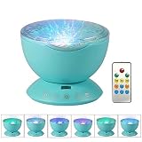 Ocean WaveプロジェクタNight Light withリモートコントロール& 7カラフルなライトモードwith組み込みミニ音楽プレーヤーのリビングルームとベッドルーム FD-OCEN-PBL