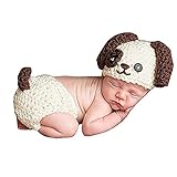 SODIAL MSFSの赤ちゃん幼児のかぎ針編みの写真の写真の小道具手作りの赤ちゃん帽子おむつ服犬