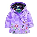 乳幼児や子どもの女の子用 耐水性のフード付きコートジャケット アウトウェアレインコート フード付きセーター カラー: パープル