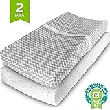 Changing Pad Cover Set - 2 Pack - Soft Jersey Cotton Changing Pad Fitted Sheet Set, Grey Chevron & P