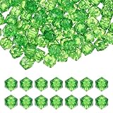 PATIKIL 10mmアクリルキューブファセットビーズ 200個 スクエアダイヤモンドビーズ 宝石メイキングブレスレットネックレスイヤリング風鈴クラフト用 ルーズスペーサービーズ 緑