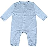 (ポッケポッシュ)Pokke Poche 日本製 ベビー60-90cm ナチュラル長袖カバーオール【2016-0010】 70cm ブルー無地