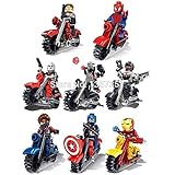 Superb Good Loho sx901 Super Heroes Avengers MotorcycleミニフィギュアMarvel Iron Manスパイダーマン8pcs / lot Build