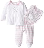 ABSORBA Baby-Girls Newborn Bunny Rabbit 3 Piece Footed Pant Set Multi 0-3 Months [並行輸入品]