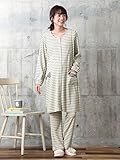 Angeliebe エンジェリーベ マタニティ パジャマ 授乳口付き ボーダー ワンピ × 産後も使える パンツ セット ナイティ 産前 産後 妊婦服 前開き フリー オフ × 杢グレー 22236 