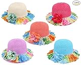Naimo 5点Kids multi-colors Floral Sun Hat withスパンコール装飾