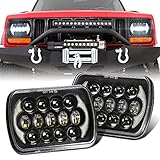 SPL 105W 最も明るい 5x7 7x6 プロジェクター LEDヘッドライト シールドビーム H4プラグ H6054 H5054 DRL ジープラングラーYJ チェロキー XJ フォード シボレー GMC トヨタなどに対応 (ブラック ペア)