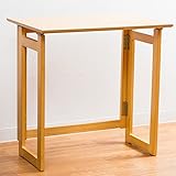 収納できる折りたたみ式テーブル 木製シンプルデスク 70×45cm(折りたたみ時の厚さ約7cm) 持ち運びも便利 省スペース作業ワークデスク 傷防止フェルト付き 天然木化粧繊維板 完成品 (ナチュラル色)