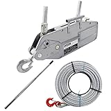 ハンドウインチ 万能ウインチ フック付き 定格荷重約3200kg ワイヤー約20m付き ハンドル ワイヤー 3点セット 約3.2t 手動ウインチ 万能携帯ウインチ ウィンチ 小型 軽量 荷揚げ 吊り上