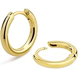 KRKC&CO フープピアス 15mm メンズピアス レディース シルバー925 金属アレルギー対応 両耳 14k金メッキ ラウンドフープ シンプル メンズ レディース イヤリング ヒップホップ アクセサリー プレゼント