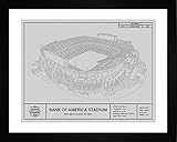 Carolina Panthers Bank Of America Stadium青写真アート 16x20 Framed BCARF1620