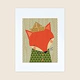 Petit Collage Unframed Print on Wood, Shy Fox, Large by Petit Collage [並行輸入品]