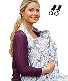 ムレない 授乳ケープ 【DauStage】 綿100% ガーゼ 生地 ワイヤー入り 収納袋付き ベビーカー用 ダブルフック ２個付き (06、グレース)