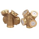 uxcell ミストノズル　霧ノズル　ゴールド　農業用　高圧力　四つのヘッド　オリフィス直径1mm　メスネジ　2個入り