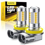AUXITO H8 H11 H16 H9 LED フォグランプ 車検対応 3000K イエロー 高輝度 IP68防水 一体型 無極性 2個セット