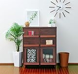 本棚　ブックシェルフ　ラック　引出し付きディスプレイラック　カラー：ブラウン　幅：75cm