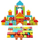 積み木 ブロック 知育 玩具 男の子 女の子 贈り物 誕生日プレゼント 出産祝い 50ピース　収納袋付き