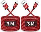 USB Type C ケーブル【3m 2本セット】CLEEFUN 急速充電 タイプ c ケーブル 長い 高速データ転送 コード タイプc 高耐久 断線防止 ナイロンSwitch、iPhone15Pro iPhone15、Xperia、Galaxy S10 S9 Note 10 9 A20 A21 A22、Sense3 等USB C機器対応