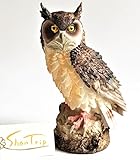 ShanTrip ガーデン オーナメント オブジェ フクロウ ガーデニング 鳥 カラス よけ 防鳥 ミミズク 置物 (B)