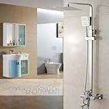 lightintheboxbathroom Luxury雨ミキサーシャワーコンボセット壁マウント降雨シャワーヘッドシステム光沢クロム